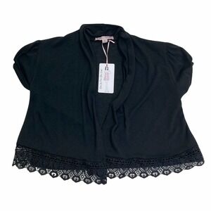 MADE For Me To Look Amazing Black Lace Short Sleeve Cropped Shrug Sweater NWT